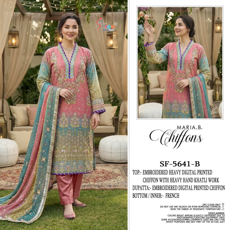 Sf 5641 A To E By Shree Digital Chiffon Pakistani Salwar Suits 